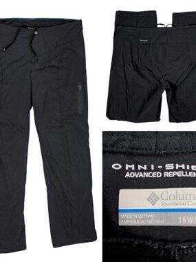 Columbia Womens 16W 37x30" Nylon Stretch Drawstring Waist Hiking Pants Cinch Leg